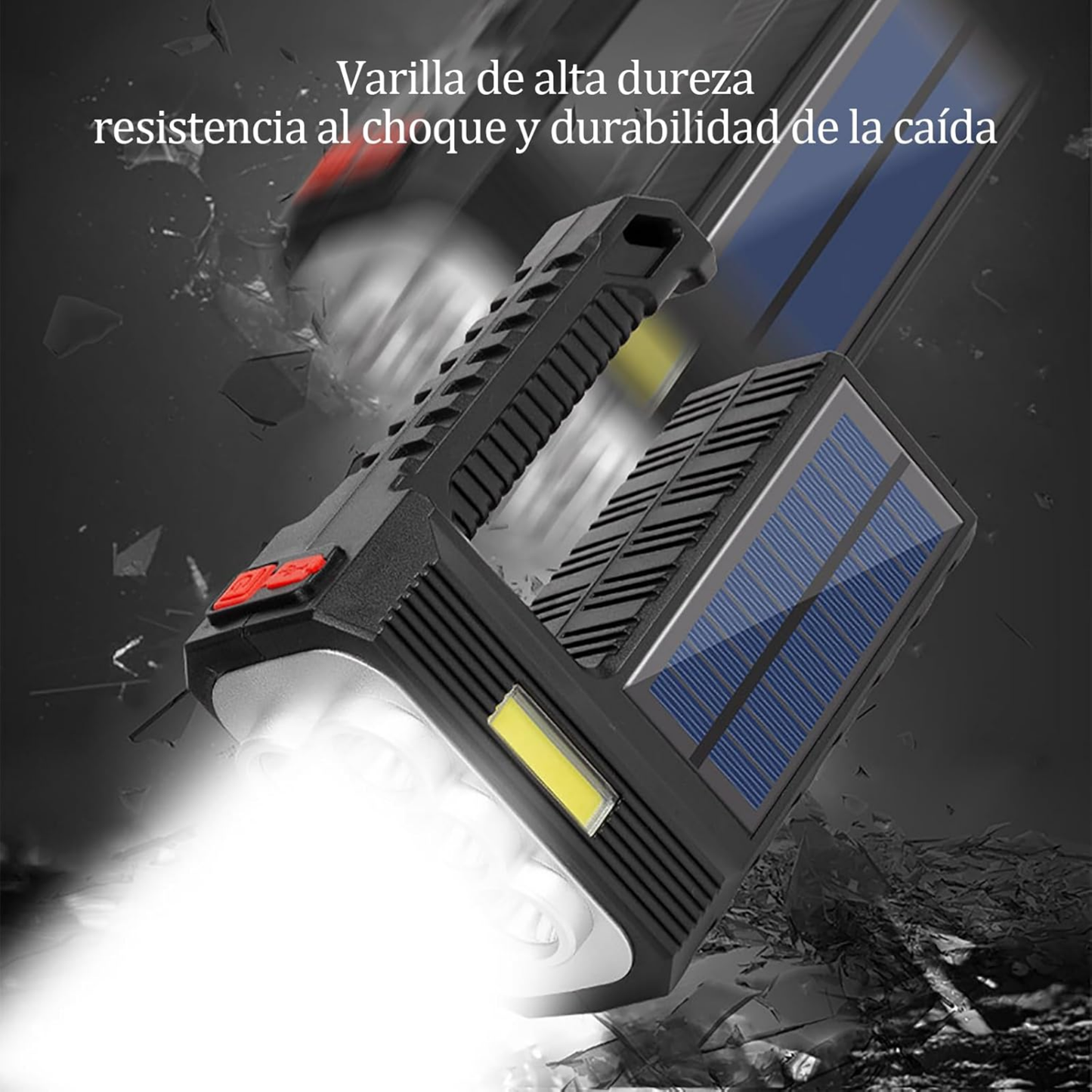Lámpara Solar 8 LEDs COB – Iluminación Potente, Recargable y con Sensor Automático