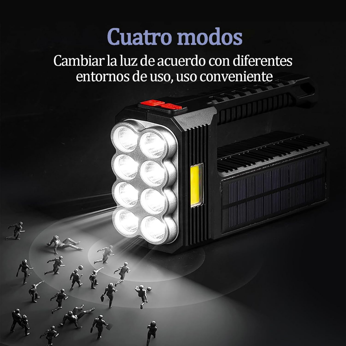 Lámpara Solar 8 LEDs COB – Iluminación Potente, Recargable y con Sensor Automático