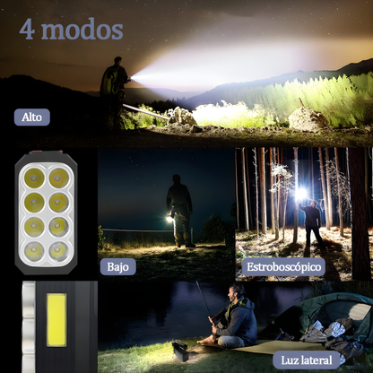 Lámpara Solar 8 LEDs COB – Iluminación Potente, Recargable y con Sensor Automático